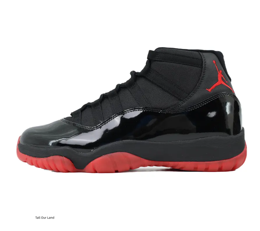 Trendy Black High Top Casual Sneakers Gloss Patent Leather Retro Basketball Style Shoes, Red Non Slip Outsole Breathable Upper Daily Walking Shoes