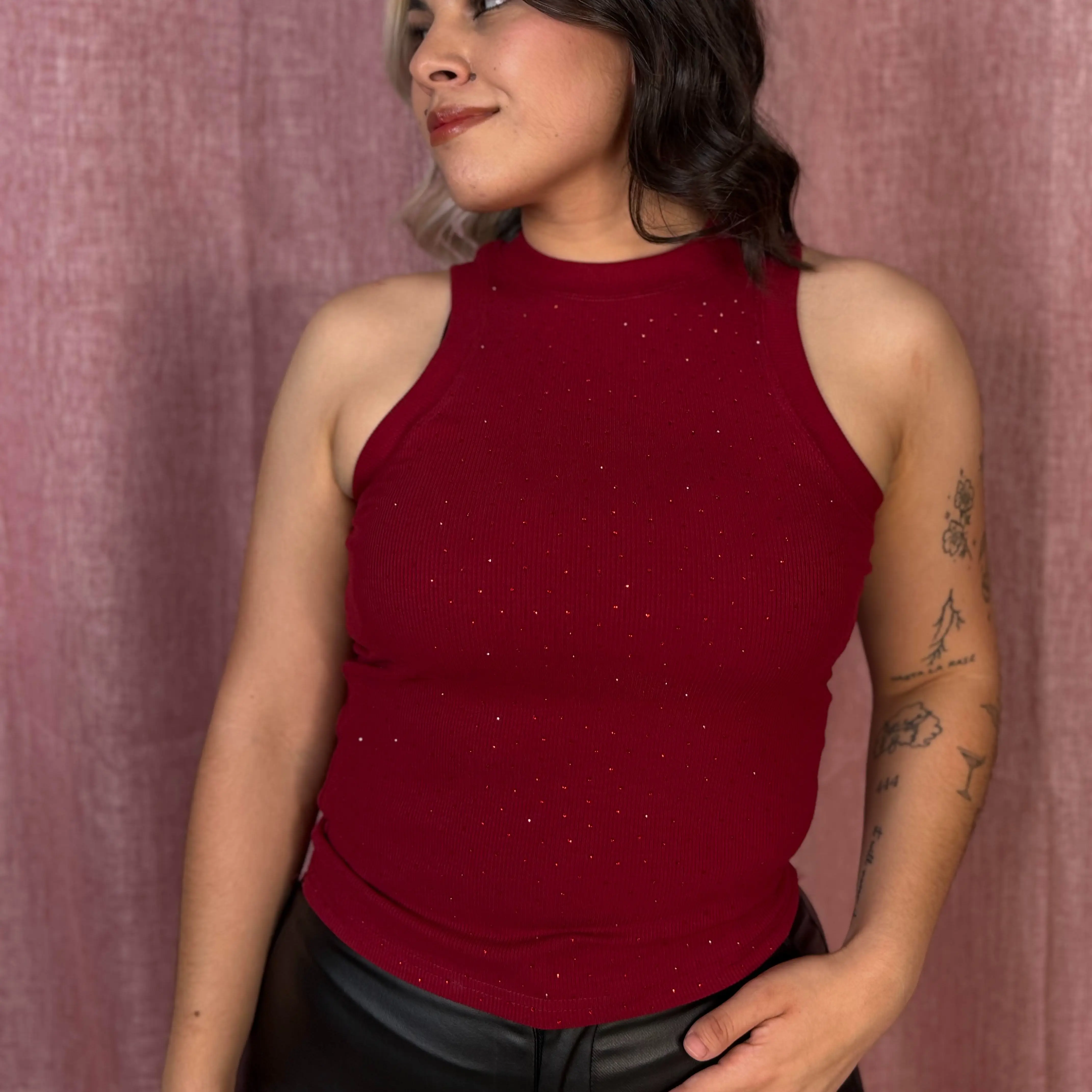 Amy's Rhinestone Sleeveless Top - True To Size