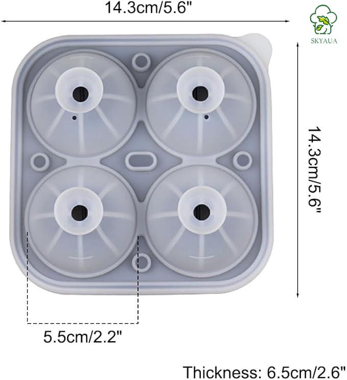 Ice hockey and whiskey ice cube maker Golf ice maker Interstellar-grade silicone ice cube maker with lid and funnel, suitable for chilling cocktails, whiskey, wine, coffee, and juice drinks cube mold