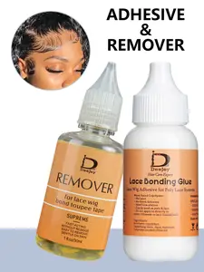 Glue Wig Adhesive and Remover Set, Waterproof Strong Bonding, Suitable for Wigs Lace Fronts and Closure Design, Low Allergy