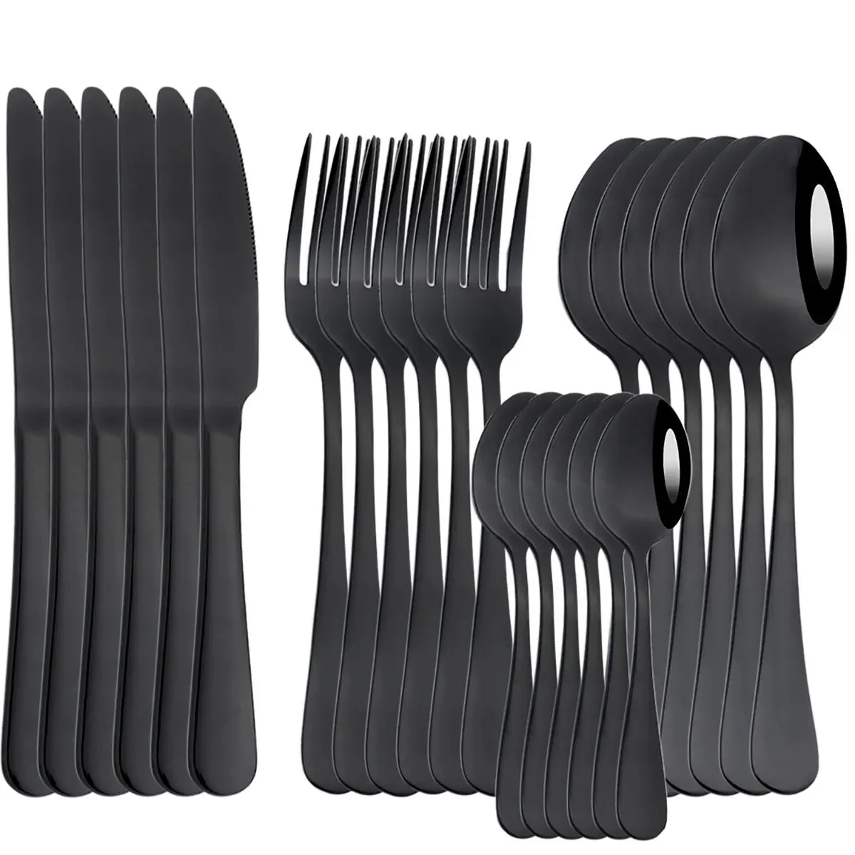 Stainless Steel Dinnerware Set (24pcs), Forks Spoons And Knives Set, Utensils Including Fork & Knife & Spoon, Western Steak Tableware Set for Home Dining Room, Kitchenware, Cutlery Kits, Dorm Essentials