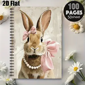 1 Easter Bunny Spiral Notebook, 5.7x8.26 Inch, Cute Rabbit Design, Premium Lined Pages, Durable Coil Binding, Easter Gift for Kids, Journal for School Notes, Daily Planner, Spring Festival Stationery, Bunny Lovers Notebook, Ideal for Writing, Dra