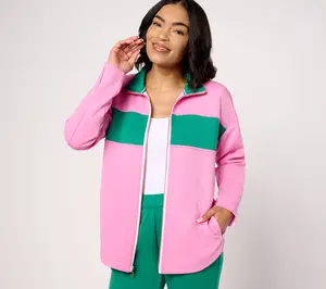 Isaac Mizrahi Live! Clubhouse Color-Block Scuba Knit Jacket