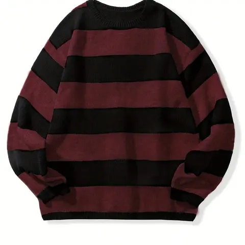 Autumn & Winter New American Boyfriend Style Loose Fit High School Teenager Sweater Pullover, Couple Matching Striped Design for Men & Women