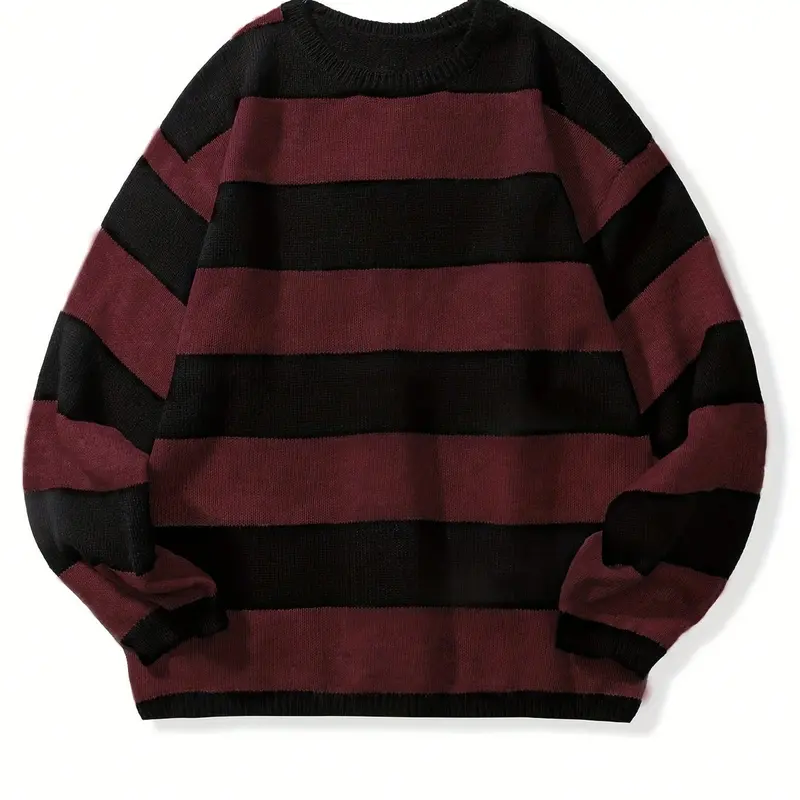 Autumn & Winter New American Boyfriend Style Loose Fit High School Teenager Sweater Pullover, Couple Matching Striped Design for Men & Women