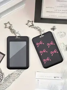Star Pendant Card Holder, Bag Charm with Bow Design, Keychain, ID Card Storage, Gift for Friends Family Loved Ones