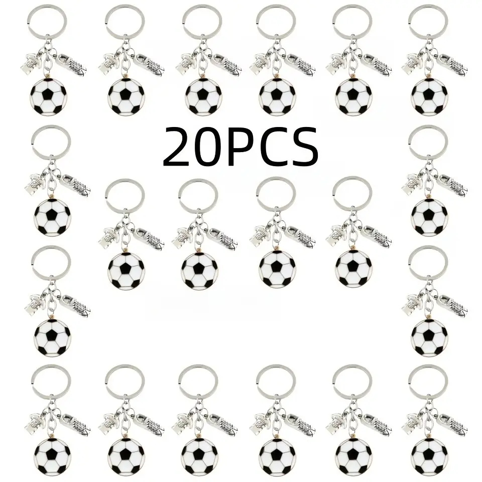 20pcs Football-Themed Keychain Set, Keychain Collectibles, Durable Ball and Shoe Designs, Perfect Gift for Athletes, Sports Enthusiasts, Soccer Players, Everyday Carry, Keychain for Bags, Cool Keychains