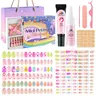 EBANKU Kids' Press-On Nails Gift Set A - 24/72/78/156 Pieces Vibrant Flower Kits for Girls 8-12, Party-Ready Nails with Jelly Adhesives & Builder Glue, Quick At-Home Wear for Kids' Use, Bright Play-Ready Colors Halloween Beauty Set