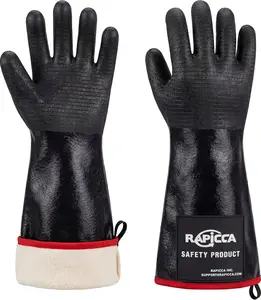 RAPICCA 932°F Heat Resistant BBQ Grill Gloves: Oil Resistant Waterproof for Smoking Grilling Cooking Barbecue Deep Frying Turkey Rotisserie Handling Hot Greasy Meat | Great Stocking Stuffers for Men