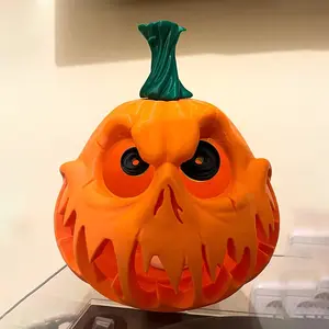 Giant Halloween Pumpkin Resin Decoration with Spooky Skull Face, Perfect for Indoor/outdoor Festive Decor, Unique Carved Texture Design