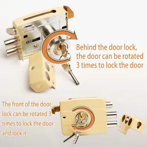 1pc SecurePlus Heavy-Duty Metal Door Lock with Key - Level 3 Anti-Theft Security for Warehouse, Garage, Indoor & Outdoor Use - Durable Door Stopper with Uncharged Power Mode