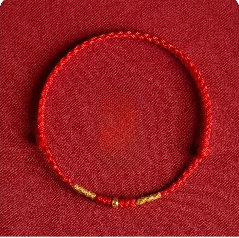 Women's Adjustable Handmade Red String Bracelet with Gold Ball Accent, High-Quality Craftsmanship, Protective Lucky Charm Accessory, Handcrafted Jewelry, Adjustable Length Bracelets & Bangles, Protective Bracelet