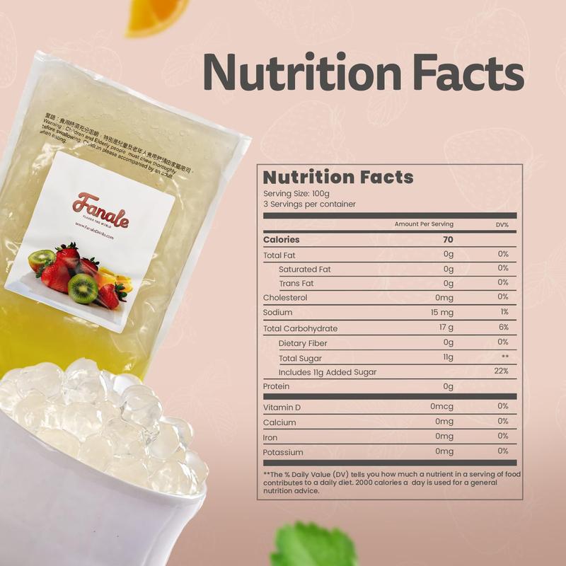 Fanale Crystal Agar Boba Jelly Ball 4.4 lb/bag Ready to Serve Soft Chew Texture Instant Boba Pearls for Bubble Tea Frozen Yogurt Shaved Ice & Dessert's Topping