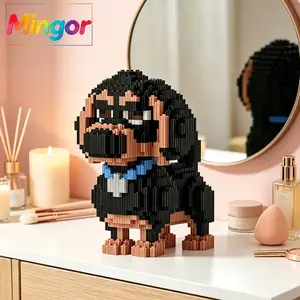 8" Kawaii Rottweiler Dog Micro Building Blocks| Cute Puppy DIY Gift for Dog Lovers