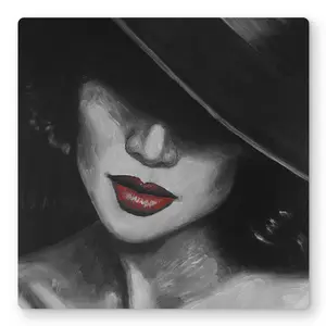 212 MAIN Mysterious Bold Lips Artistic Aluminium Wall Artwork - 16x16 in Lightweight Metal Print, Modern Home Decoration, Bedroom Decoration Items
