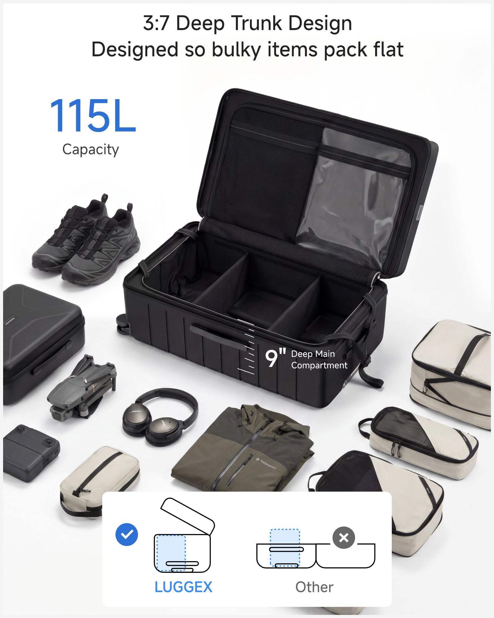 LUGGEX 30 Inch Trunk Luggage, Polycarbonate Hardside Large Checked Suitcase with 5 Spinner Wheels & Shock-Absorbing Wheels, TSA Lock