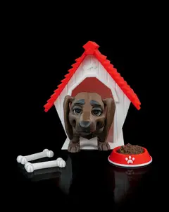 Smokey the Dachshund with Dog House - Adorable Figurine for Dachshund Lovers Featuring Red Roof & Bones Decor Ornaments