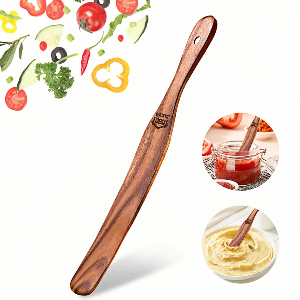 Handmade Rustic Skinny Wooden Spurtle - Natural Nonstick Kitchen Utensil with Ergonomic Grip, Sturdy Lightweight Gadget for Home Chefs, Slim Reach for Stirring, Ideal Baker Gift, Kitchen Gadget, Nonstick Spatula