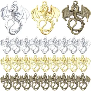 30pcs Flying Dragon Charms Pendants Alloy Animal Pendants Craft Supplies for DIY Earrings Necklace Bracelet Jewelry Making Findings Accessory,35mm×27.4mm