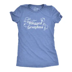 Womens Blessed Grandma T Shirt Funny Grandmother Appreciation Nana Graphic Novelty Tee Funny Womens T Shirts Cute Vintage Fashion Casual Ladies T-Shirt Gift Funny Grandma Top Women's Novelty Tees Light Blue