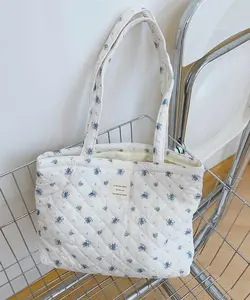 Tote Bag Quilted Personalized, Block Print Bridal Gift, Beach Bag, Monogramed Floral Casual Boho Pool Tote Bag