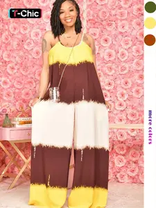 Women's Colorblock Stripe Cami Jumpsuit, Casual Sleeveless Fitted Jumpsuit for Summer, Women's Clothing for Daily Wear