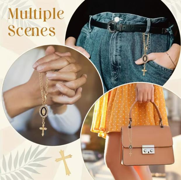 8pcs Rosary Car Charm Set, Steering Wheel Pendant Accessory, Durable & Stylish Decor for Various Vehicle Models, Great Valentine's Day, Party & Birthday Gift, Suitable for Rearview Mirror & Driving Protection