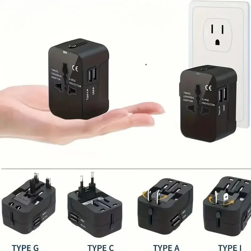 4-in-1 Universal Travel Multi-Device Adapter Socket - US Plug, UK Type, Dual USB Slots, Portable Charger, Compact, Ideal for Smartphone Charging in EU, AU (Home Improvement Electrical Accessory)
