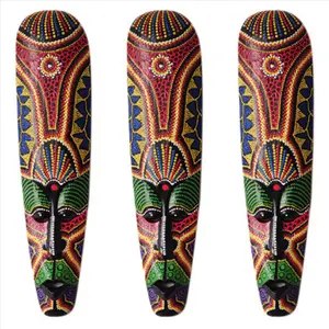 3X Wooden Mask Wall Hanging Solid Wood Carving Painted Facebook Wall Decor Home Decorations African Totem Mask Crafts A