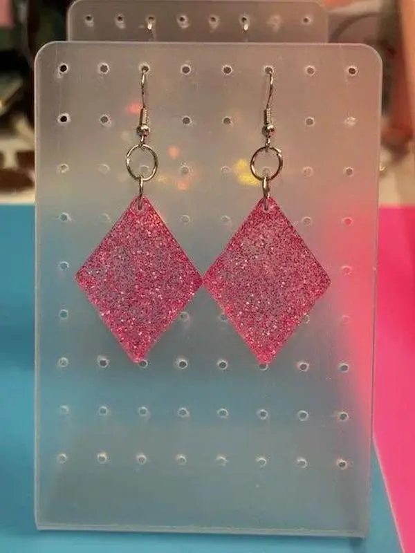 Pink Glitter Diamond Earrings