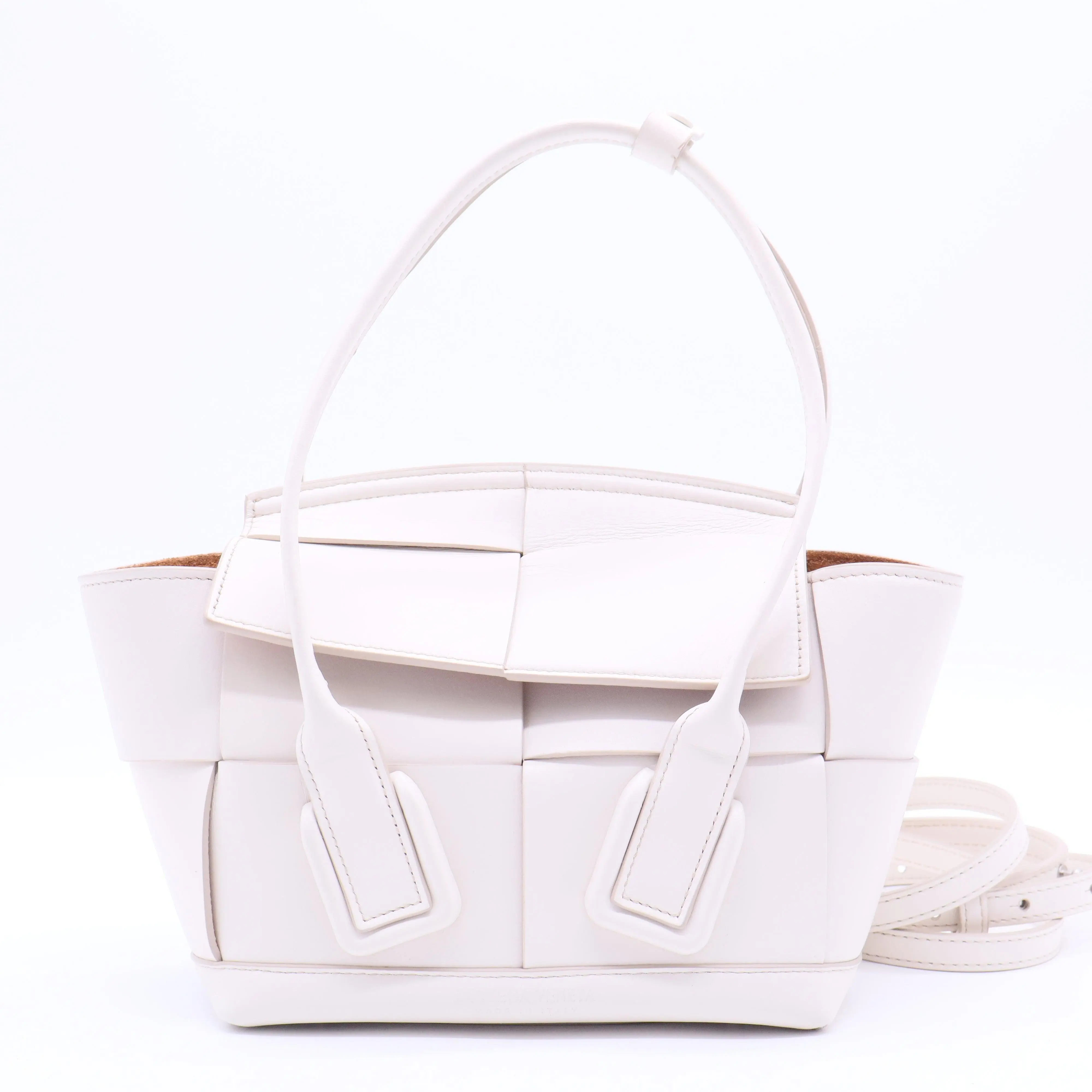Pre-owned BOTTEGA VENETA leather tote bags French Calfskin Maxi Intrecciato Mini Arco Bianco