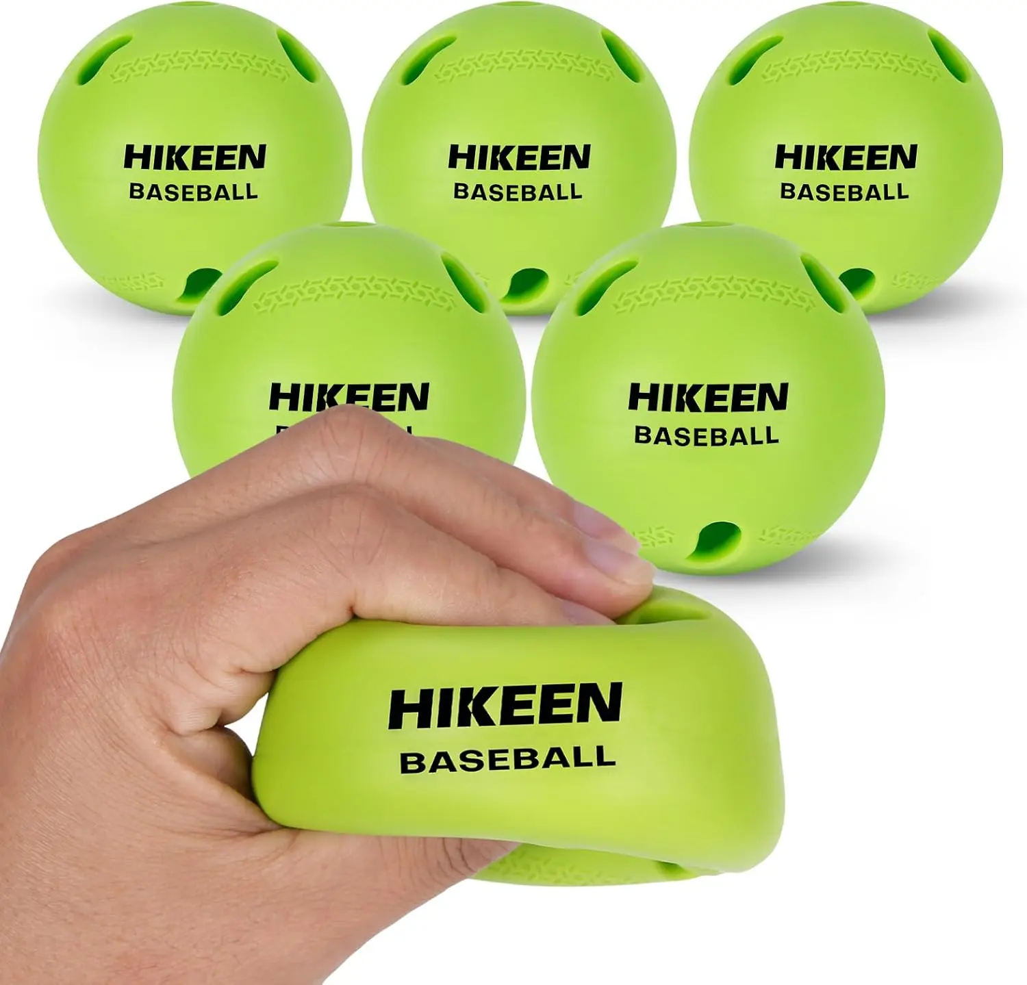 Hikeen 6-Pack PVC Textured Limited Flight Practice Baseballs - Safe, Durable Regulation-Size Balls for Small-Space Hitting, Pitching Training