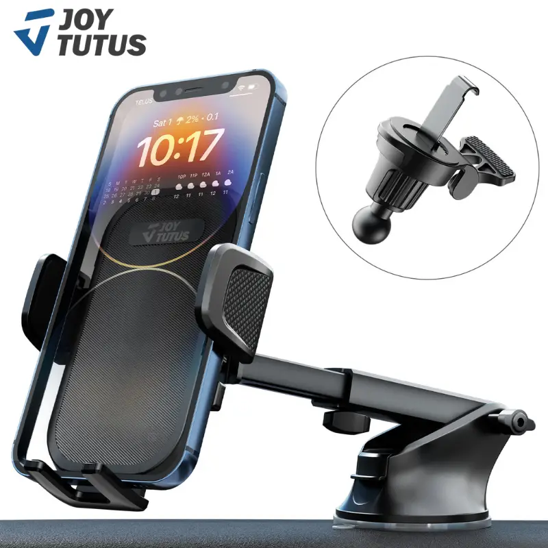 JOYTUTUS 3-in-1 Car Phone Mount - Adjustable Strong Suction Cup for Windshield Dashboard Air Vent Universal Fit for Smartphones with Double-lock TPU S