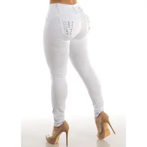 MX JEANS Mid Rise White Push Up Skinny Jeans