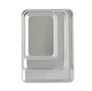 NW 3 Piece Aluminum Bakeware Set with Jelly Roll, Quarter & Eighth Sheet Rectangular Cookie & Baking Sheet Pans