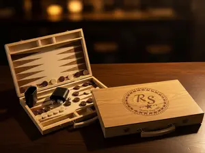 Personalized Wooden Backgammon Set – Custom Engraved Travel Game