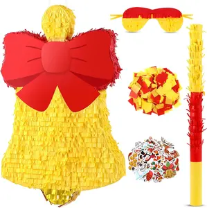 Large Christmas Pinata Bell Pinata Christmas Tree Pinata Christmas Tree Ornaments Xmas Pinata for Party Supplies with Blindfold Confetti for Xmas Decor