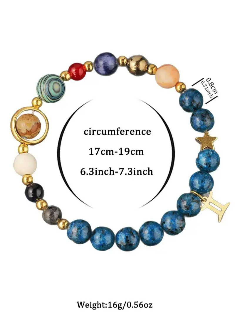 Unisex Zodiac Beaded Artificial Crystal Bracelet with Charms, Fashion Costume Jewelry, Unisex Wear Accessory, Birthday Gifts, Trendy Versatile Present, Multicolor, Fashionable, Identity, Individuality, Decoration, Symbolizing