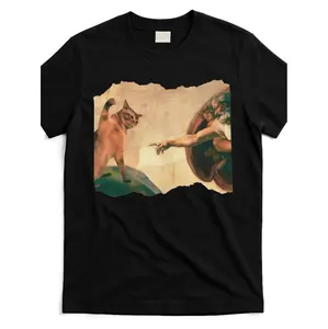 Divine Feline Swipe Funny Cat Swatting Gods Hand Parody Cool Streetwear Design Comfortable Cotton Tee For Men And Women