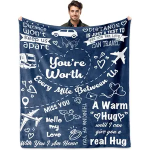 Long Distance Relationship Gifts, Boyfriend Gifts from Girlfriend, Boyfriend Birthday Gift Blanket 60"X50", Romantic Gift for Him Father's Day Christmas Valentine's Day, Long Distance Blanket