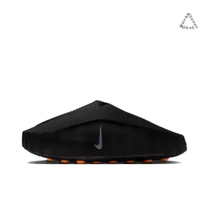 Black Thick-Soled Massage Slides, Orange Spherical Outsole, Breathable Fabric Upper, Pre-Game Recovery Tech Mules