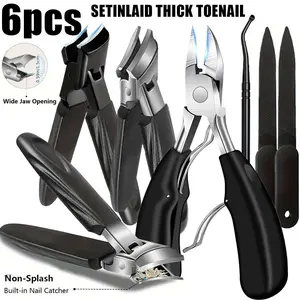 6 Piece Nail Care Kit for Toenail Growth and Thick Nails, Scissors Set with Nail File, Cuticle Clippers, Stainless Steel Beauty Tools
