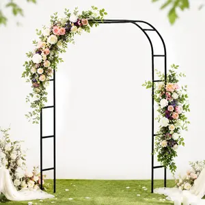 Metal Garden Arbor Wedding Arch 76.8 Inch H x 90.5 Inch W \94.5 Inch H x 55 Inch W Assemble Freely 2 Sizes for Various Climbing Plant Roses Vines Bridal Party Decoration Pergola Arbor (Black)
