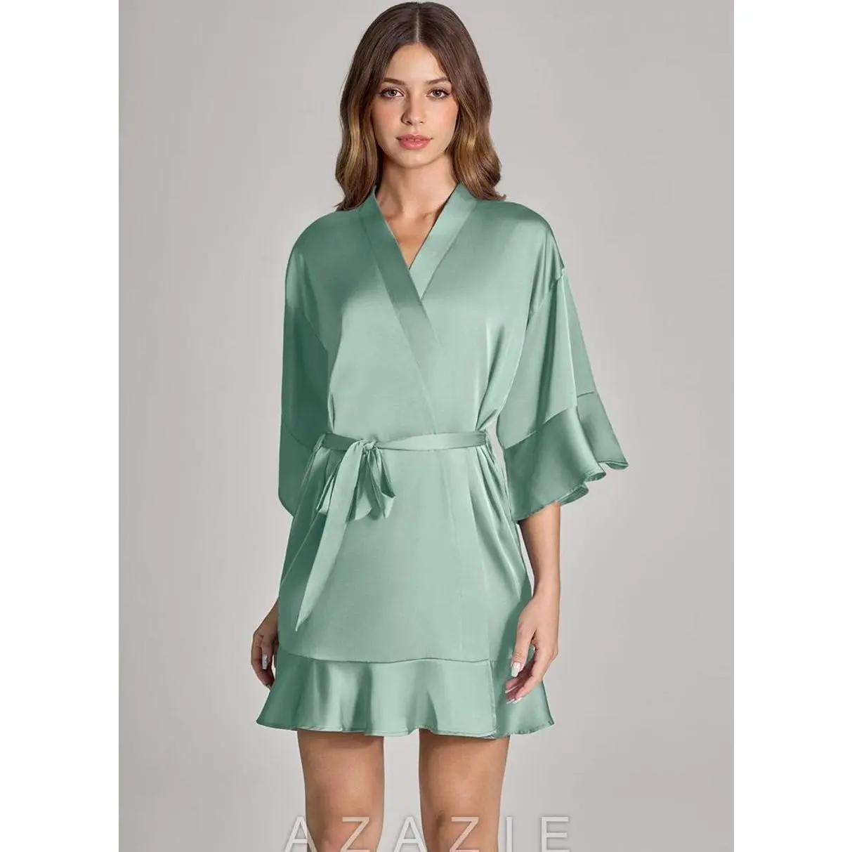 Ruffled Satin Robe
