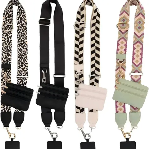 Crossbody Phone Lanyard Adjustable Detachable Pouch, Hands-Free Zippered Wallet Strap for Cell Phone & Keys, Secure Clip-and-Go Anti-Drop Universal Phone Card for Travel, Running, Shopping, Women & Men