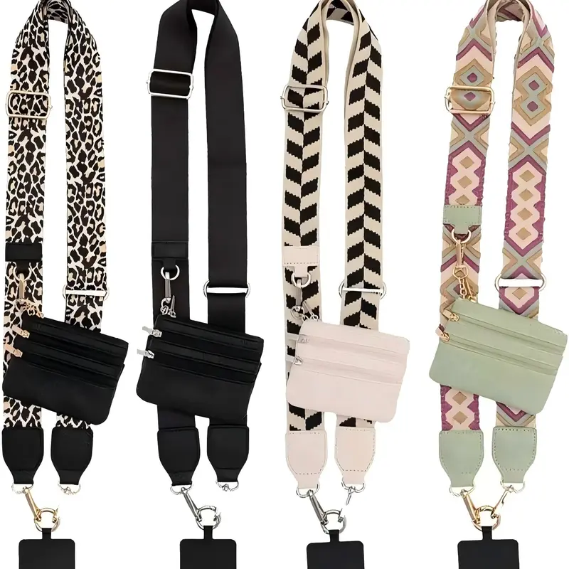 Crossbody Phone Lanyard Adjustable Detachable Pouch, Hands-Free Zippered Wallet Strap for Cell Phone & Keys, Secure Clip-and-Go Anti-Drop Universal Phone Card for Travel, Running, Shopping, Women & Men