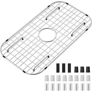 Sink Protector Grid 26-1/16" x 14-1/16", Centered Drain with Corner Radius 3-1/2", 304 Stainless Steel Material Sink Grid