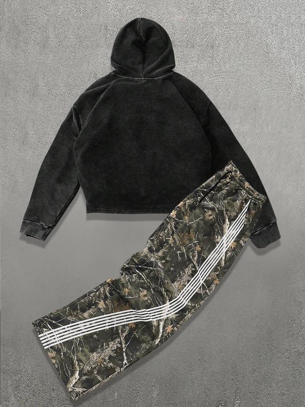 Two-Piece Set Men's Camo Print Sweatshirt & Sweatpants Set, Regular Fit Casual Long Sleeve Pullover & Jogger Pants, Men's Two-piece Outfits for Daily Wear