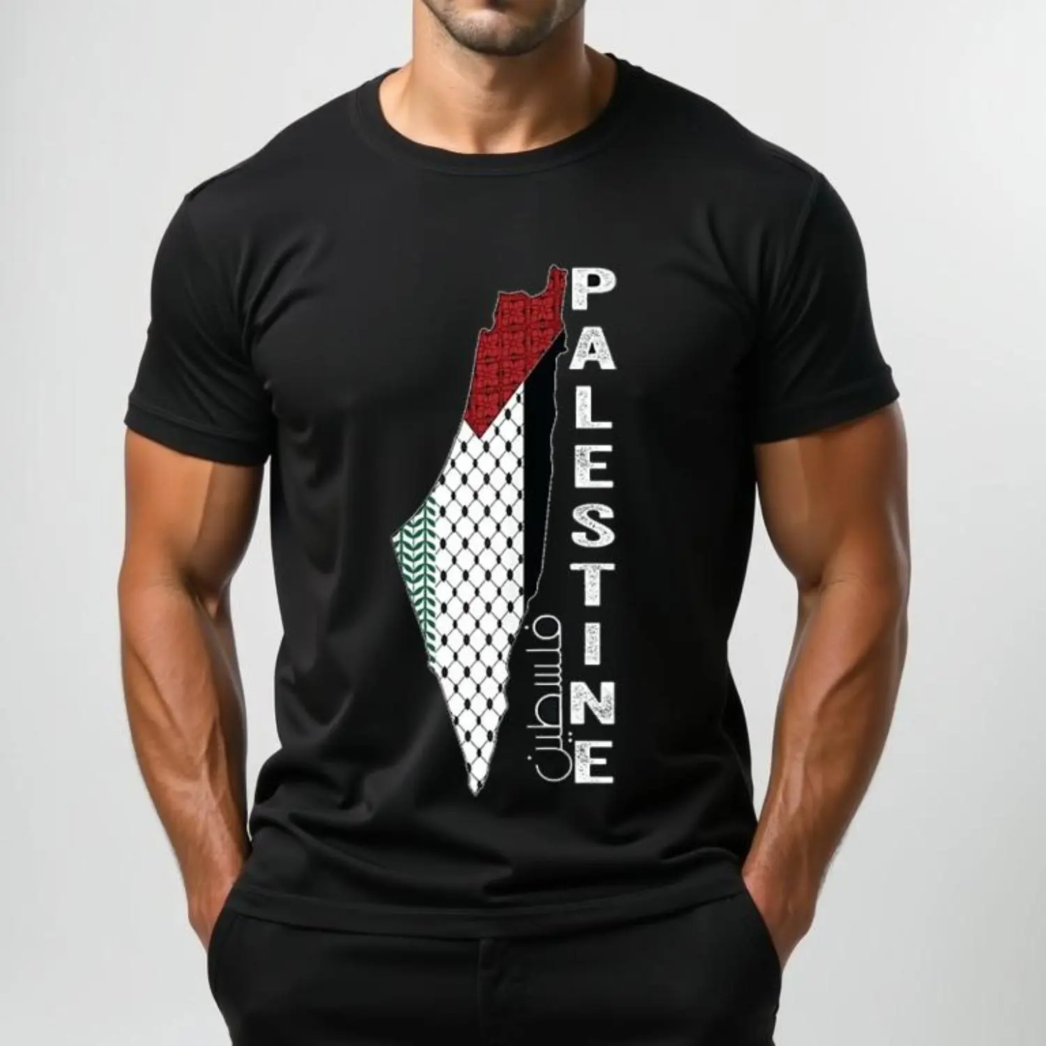 100% Cotton Summer T Shirts [Soft 100% Cotton] PALESTINE Casual Graphic Printed Short Sleeve T-Shirt For Men Women S - 5XL Short Sleeve