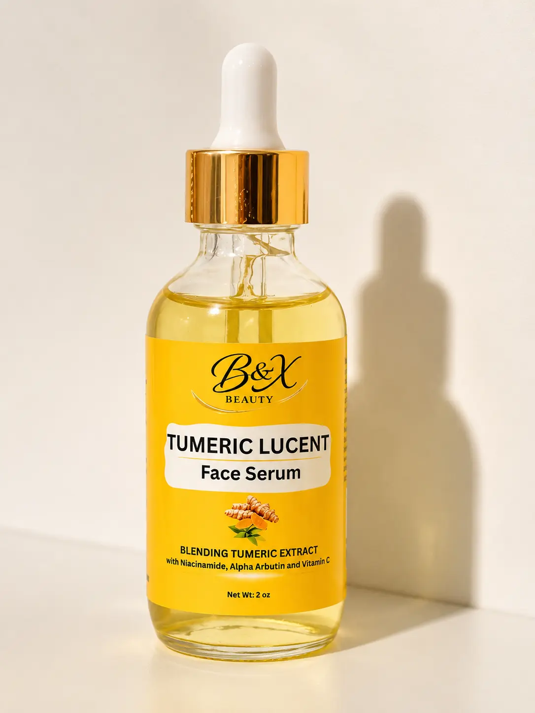B&X Beauty Turmeric Lucent Face Serum | Vitamin C + Niacinamide + Alpha Arbutin | Brightening & Hydrating Facial Serum | 2 oz